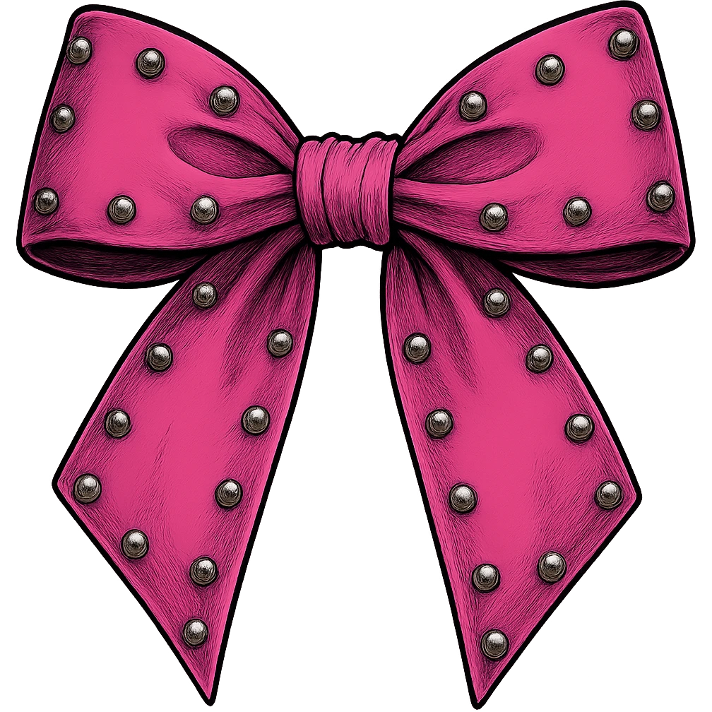 pink gothic bow oversized with silver studs emoji