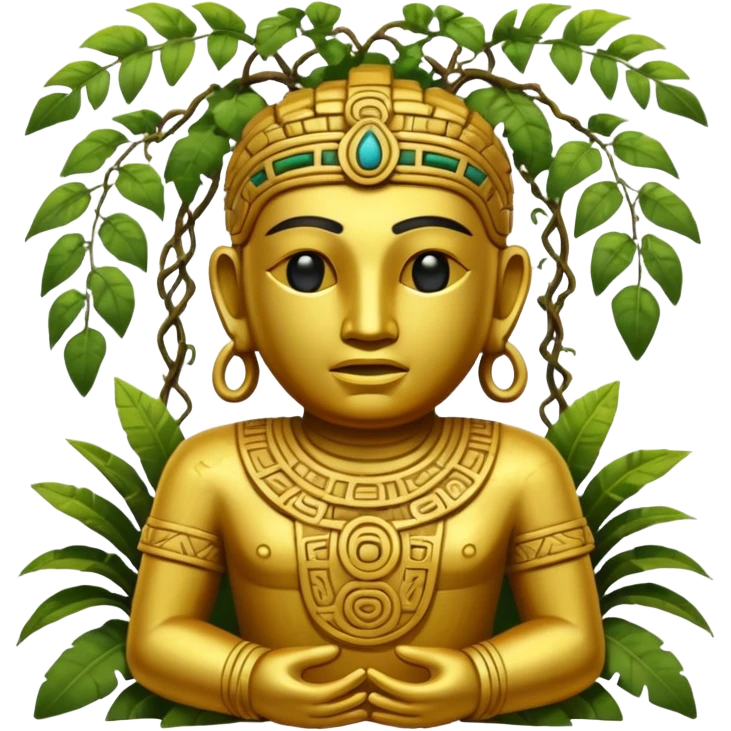 Golden ruined mayan Statue in Jungle emoji