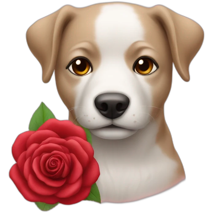 Dog whit a rose red emoji