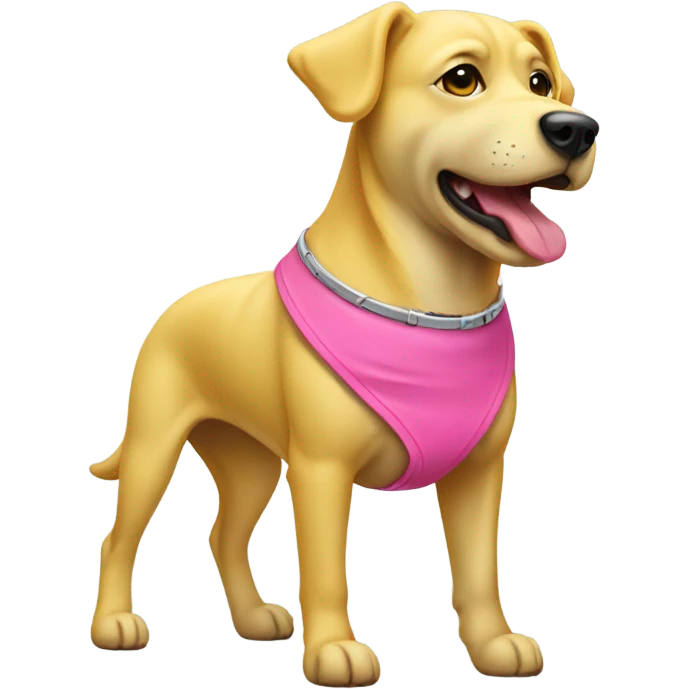 Blind yellow dog with a pink collar emoji