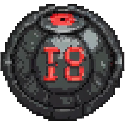 Digital bomb with timer display, round black bomb body, red countdown numbers, pixel art style emoji
