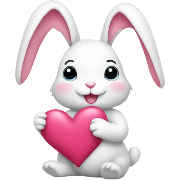 A pink bunny holding a heart  emoji
