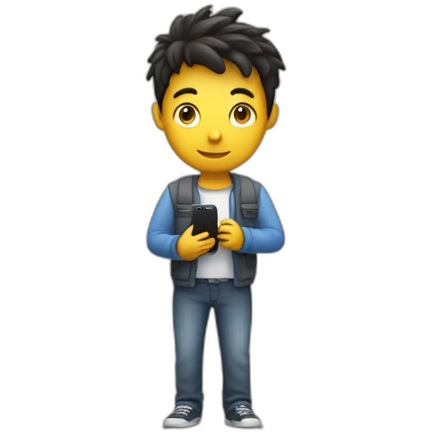 Person standing with phone in hand to login in app in ground emoji