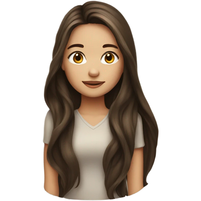 Beautiful girl, long hair, brunette emoji