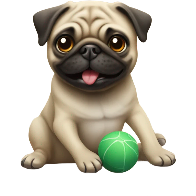 Pug playing with a ball emoji