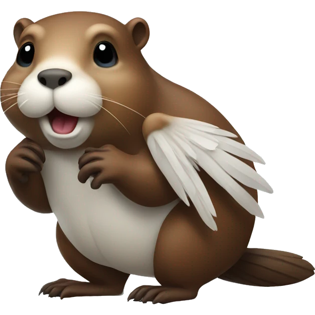 Beaver with white wings looking left emoji