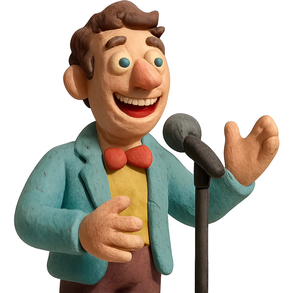 claymation style comedian with visible fingerprints and pastel colors emoji