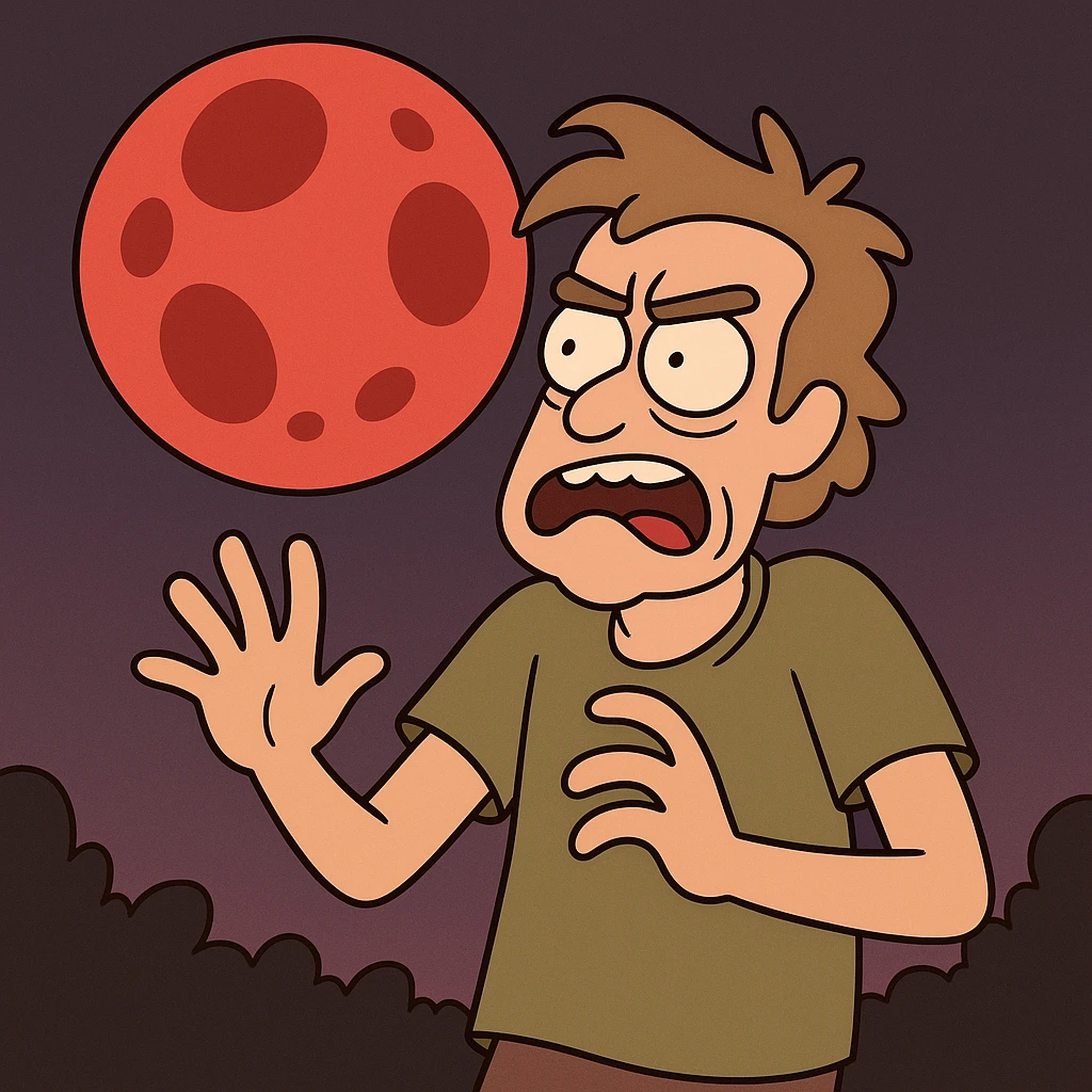 blood moon with smoother craters, two-tone fill: beige and dark red emoji