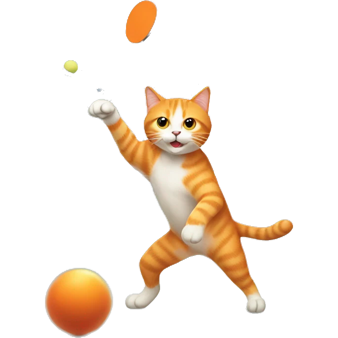 orange cat playing ping pong emoji