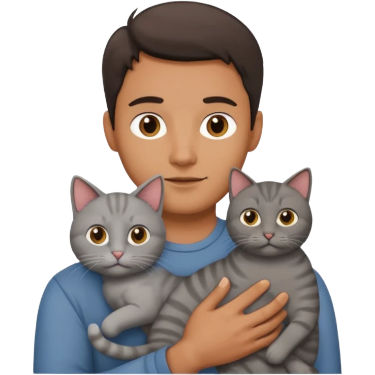 A man holding a cat emoji