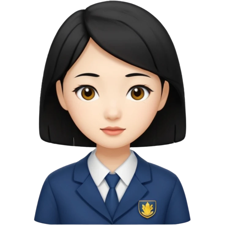교복입은 검정 머리 동양인 단정한 여자 emoji