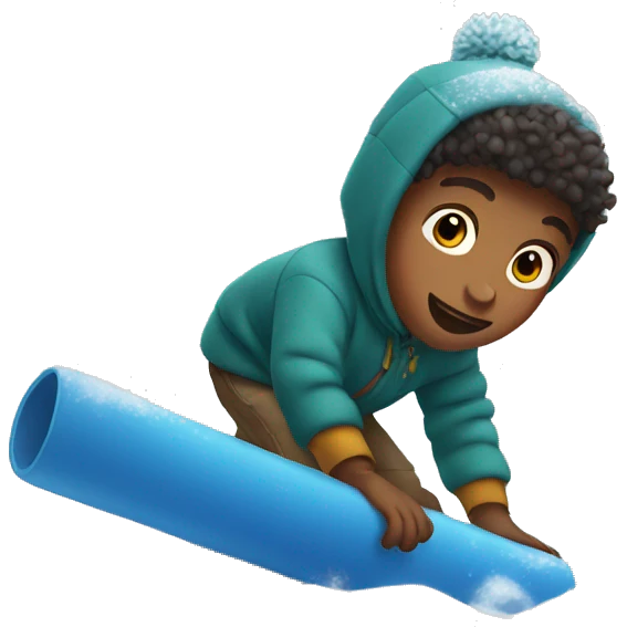 kid rolls down snow emoji