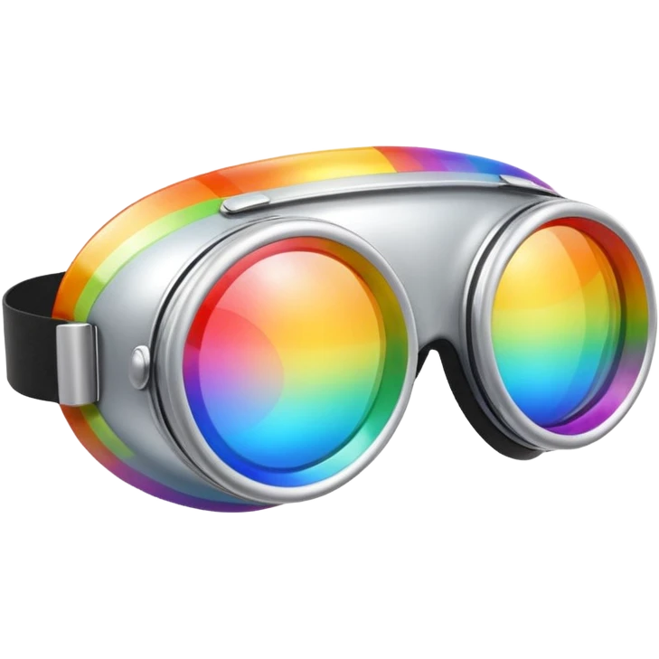 silver simulation rainbow blend goggles emoji
