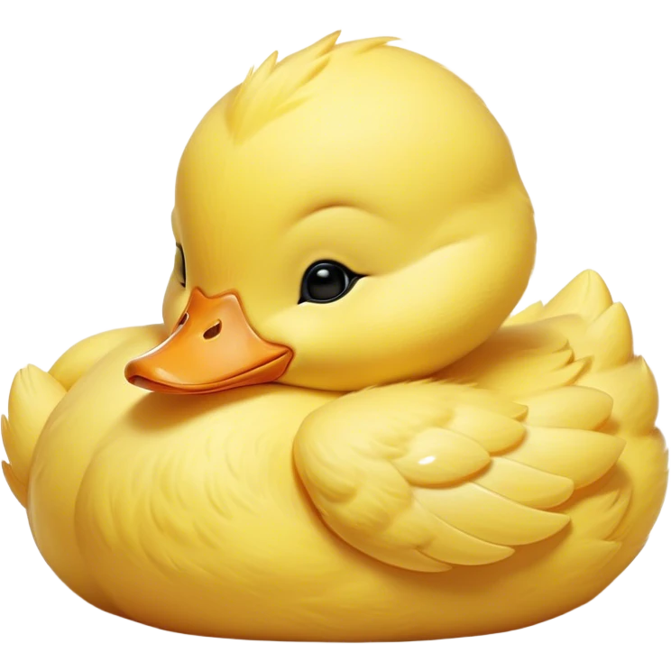 Meme-Worthy Cute Sleeping Yellow Baby Duck Portrait Emoji, Head resting peacefully with a contented smile, showcasing a delightfully tiny build and a luxuriously soft bright yellow downy coat, eyes shut in a serene, restful nap, Simplified yet hilariously adorable features, highly detailed, glowing with a soft, drowsy light, high shine, relaxed and utterly lovable, stylized with an air of playful laziness, bright and heartwarming, soft glowing outline, capturing the essence of a comically sleepy duckling, so meme-worthy it feels like it could instantly become the next viral sensation of adorable slumber! emoji