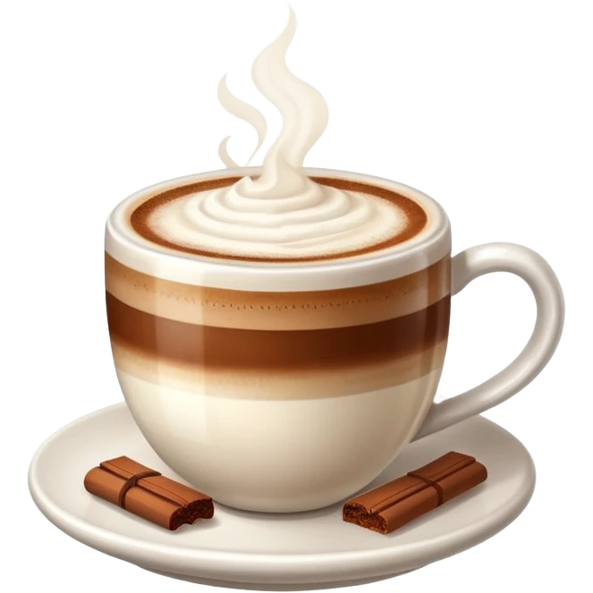 Cappuccino with frothy milk and a sprinkle of cocoa on top emoji