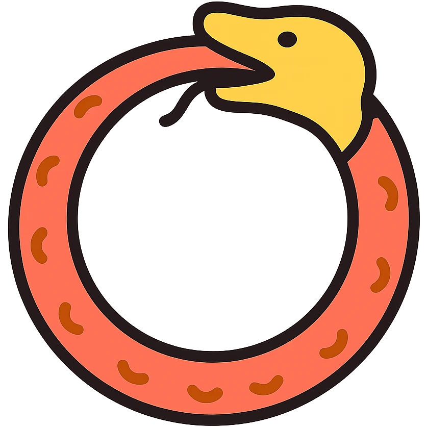 ouroboros, stylized snake eating its own tail, color outline icon style emoji