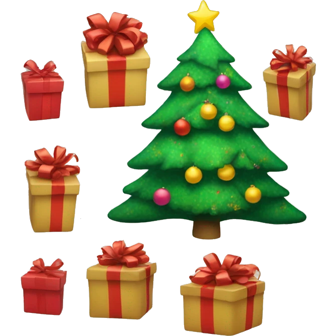 Christmas tree with presents under it emoji