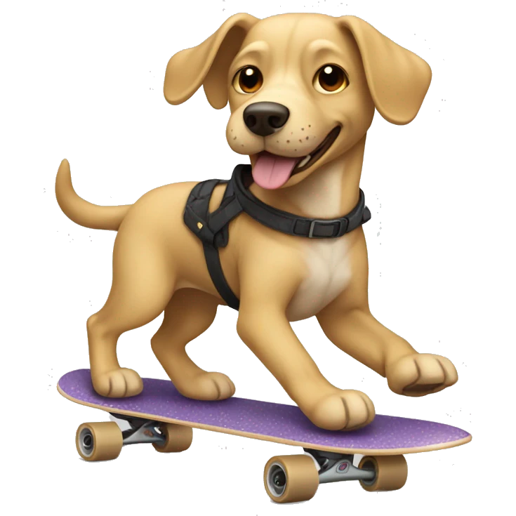 Beige dog riding on skateboard emoji