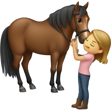 girl hugging her horse brown emoji