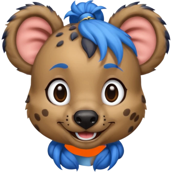 hyena with blue pigtail buns emoji