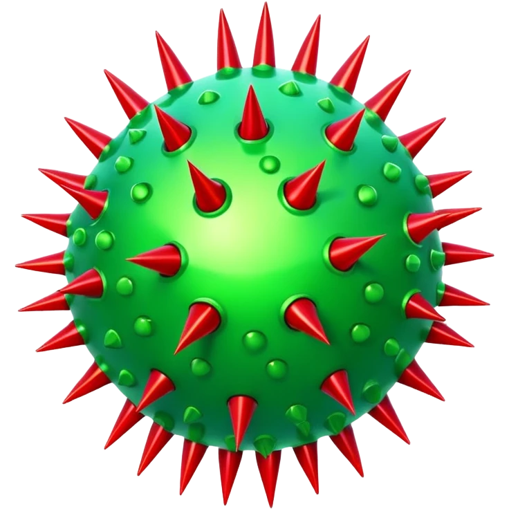 green circular virus with red spikes in iOS style emoji