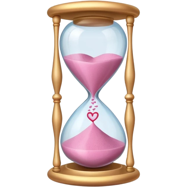 A pink hourglass with swirling heart-shaped sand flowing upward  emoji