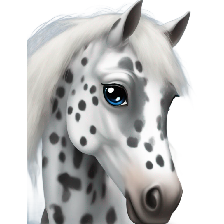 Appaloosa with grey mane one blue eye emoji