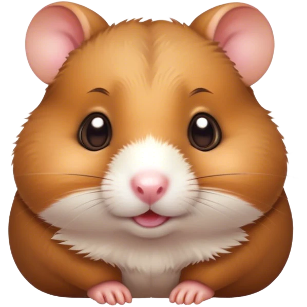 Cinematic Cute Brown Hamster Portrait Emoji, Head tilted playfully and inquisitively, featuring a glossy, rich brown fur with a delicate sheen, round, sparkling dark eyes filled with curiosity, Simplified yet irresistibly adorable features, highly detailed, glowing with a warm, friendly glow, high shine, affectionate and lively, stylized with a touch of whimsy, bright and endearing, soft glowing outline, capturing the essence of a mischievous yet loving hamster, so playful it feels like it could dash out of the screen and into your arms! emoji