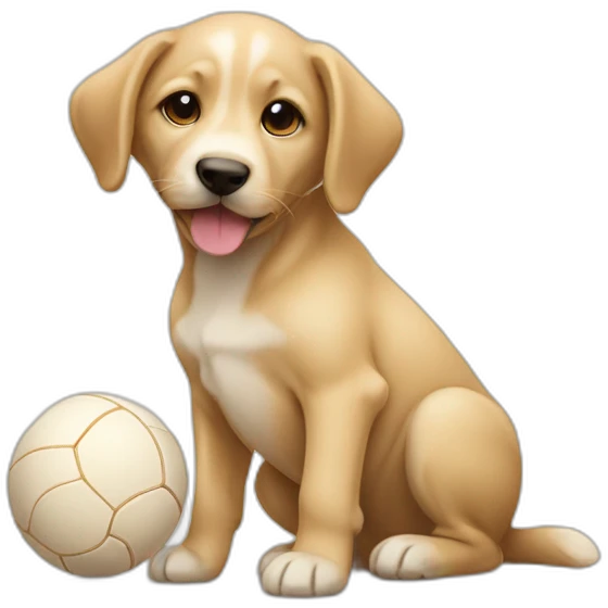 beige puppy with ball emoji