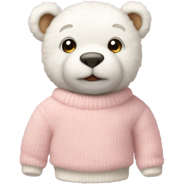 white teddy with soft pink sweater emoji