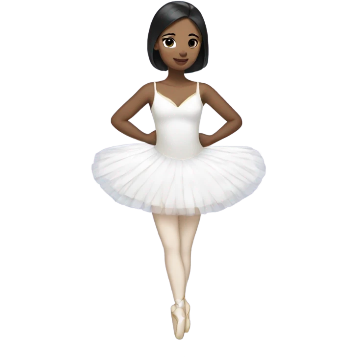 Ballerina with swan dress, fair skin, black hair emoji
