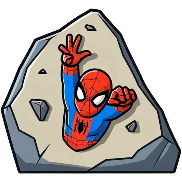 Spider-Man's hand making the rock symbol, cartoon sticker emoji