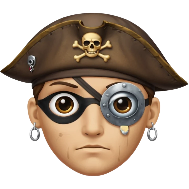 Eye patch pirate with earring, one eye covered
 emoji