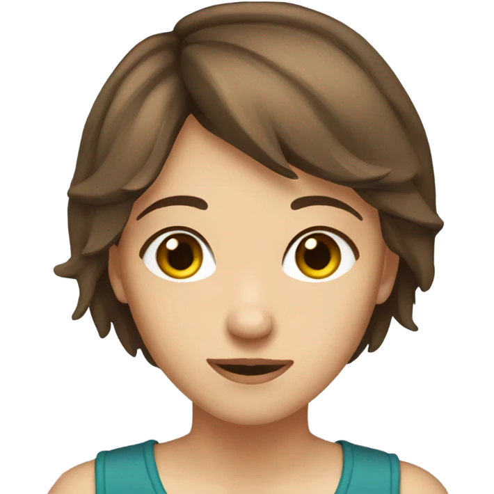 girl short brown hair short thin brown eyes emoji