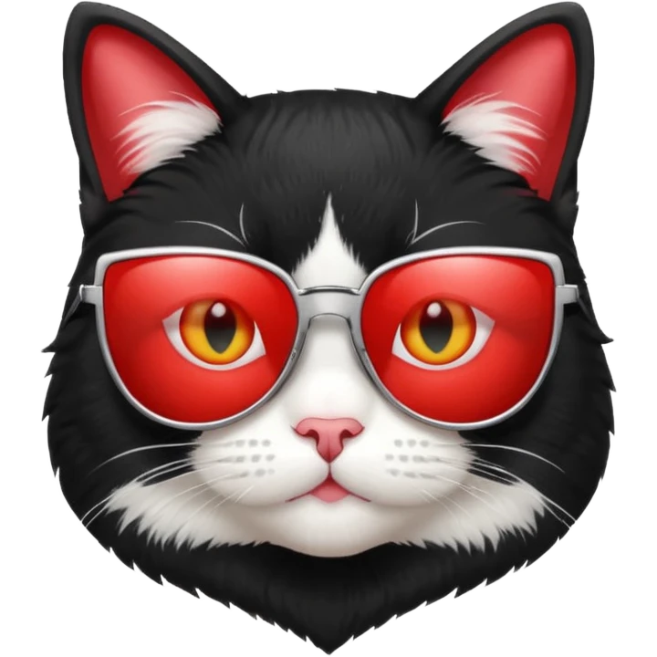 tuxedo female cat use red sunglasses emoji