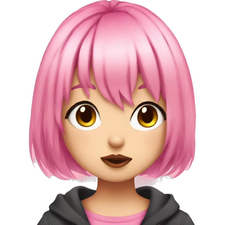 Anime cat girl pink hair duck lips emoji