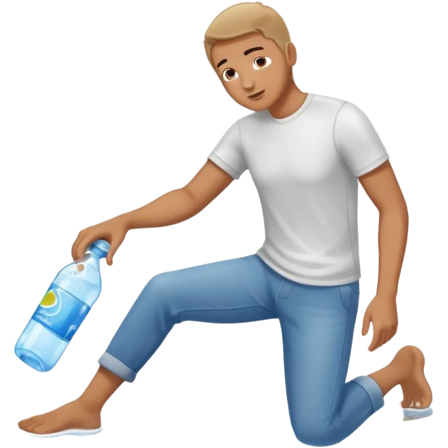man full body emptying in the floor a bottle of water emoji