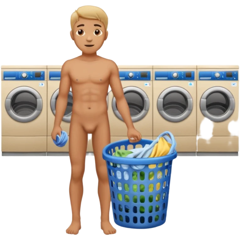 full view of a naked man in a laundromat emoji