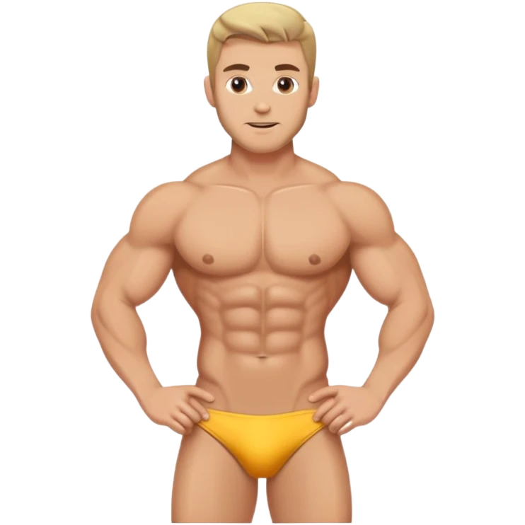 Muscular Caucasian gay man wearing a bikini emoji