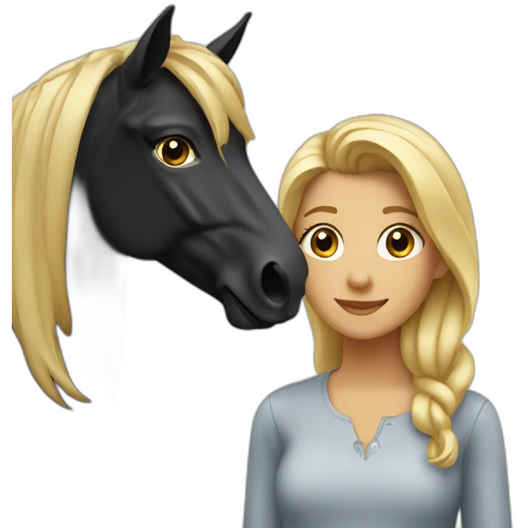 Cheval noir et fille blonde emoji