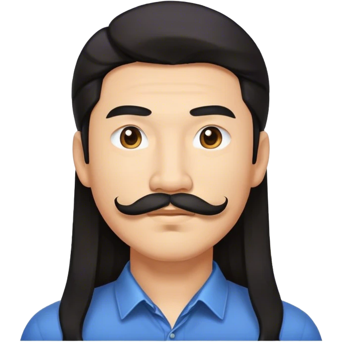 long hair mustash asian man emoji