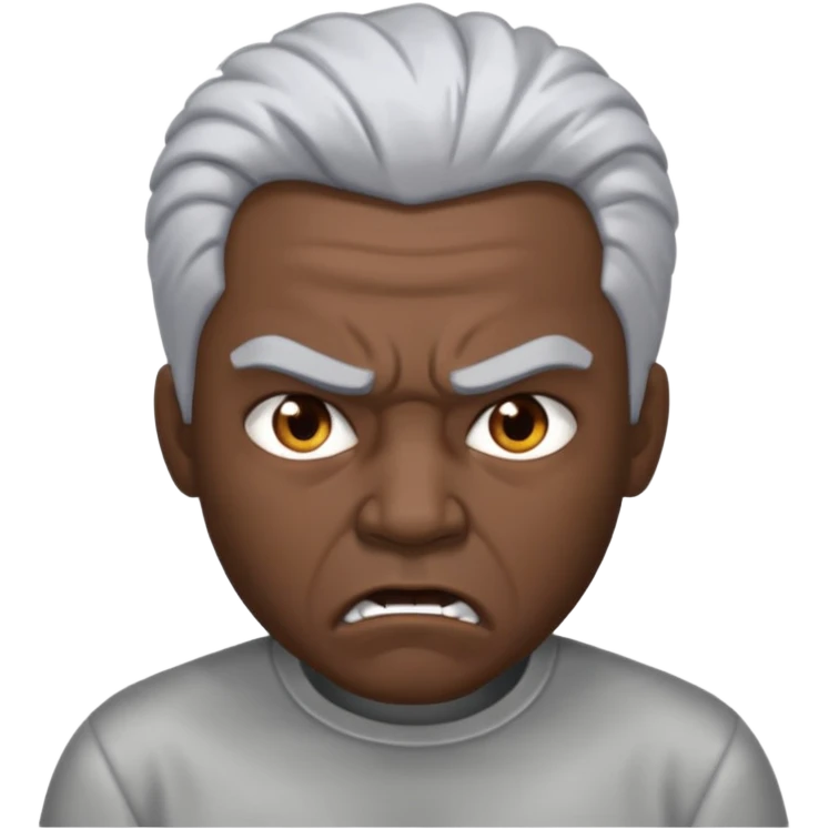 Black silver Leon head angry dark  emoji