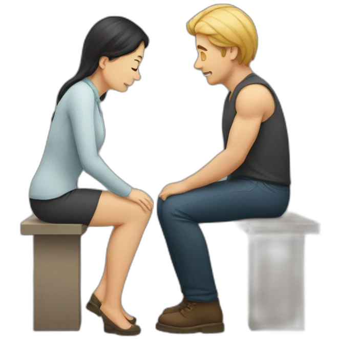Man on knee facing  woman emoji
