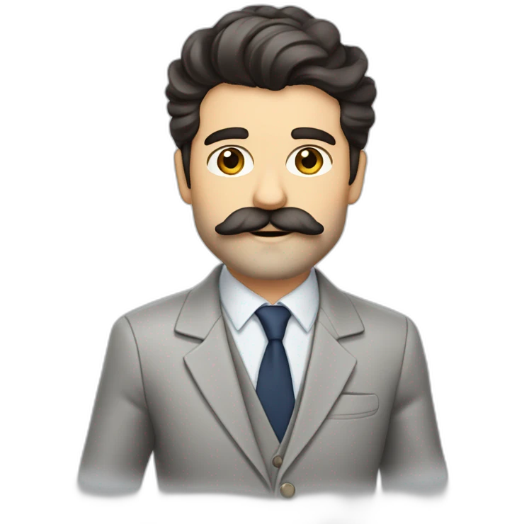 dark-haired French real estate agent with a big beard and mustache who dresses classy emoji