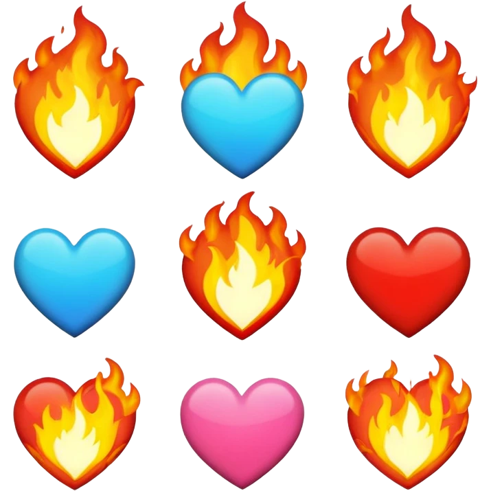 Make flaming hearts in all colours but heart would be separate nature emoji