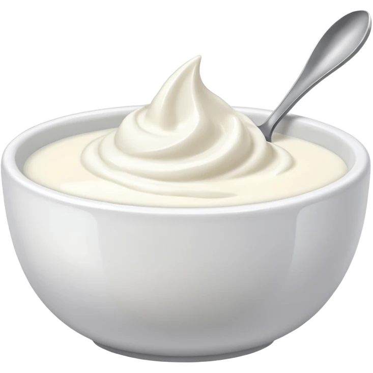 a bowl of yogurt with a spoon emoji