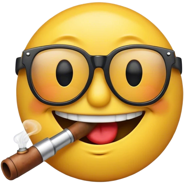 Smiley avec une pipe dans la bouche et des lunette de soleil carré  emoji