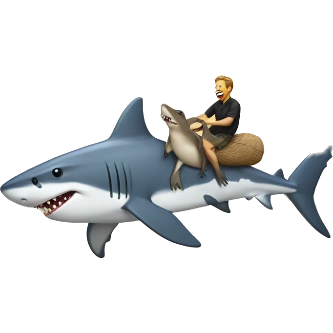 shark riding a kangaroo  emoji
