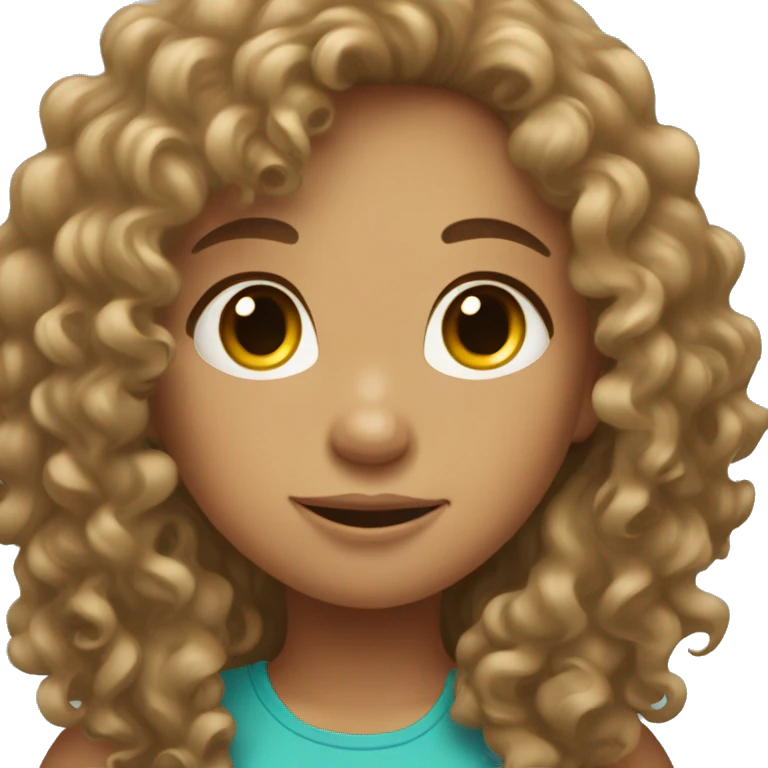 tan curly haired girl with long hair emoji