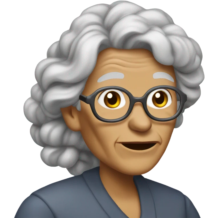 Granny with long hair smoking emoji